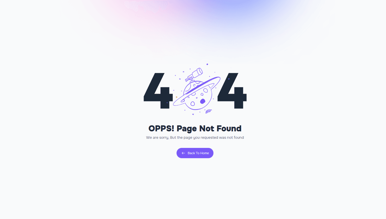 Beautifully designed, responsive 404 (Not Found) page with a modern UI.